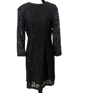 JOSEPH GEORGIA LACE PATTERN SILK BLACK MINI DRESS SIZE F44 US 12‎
